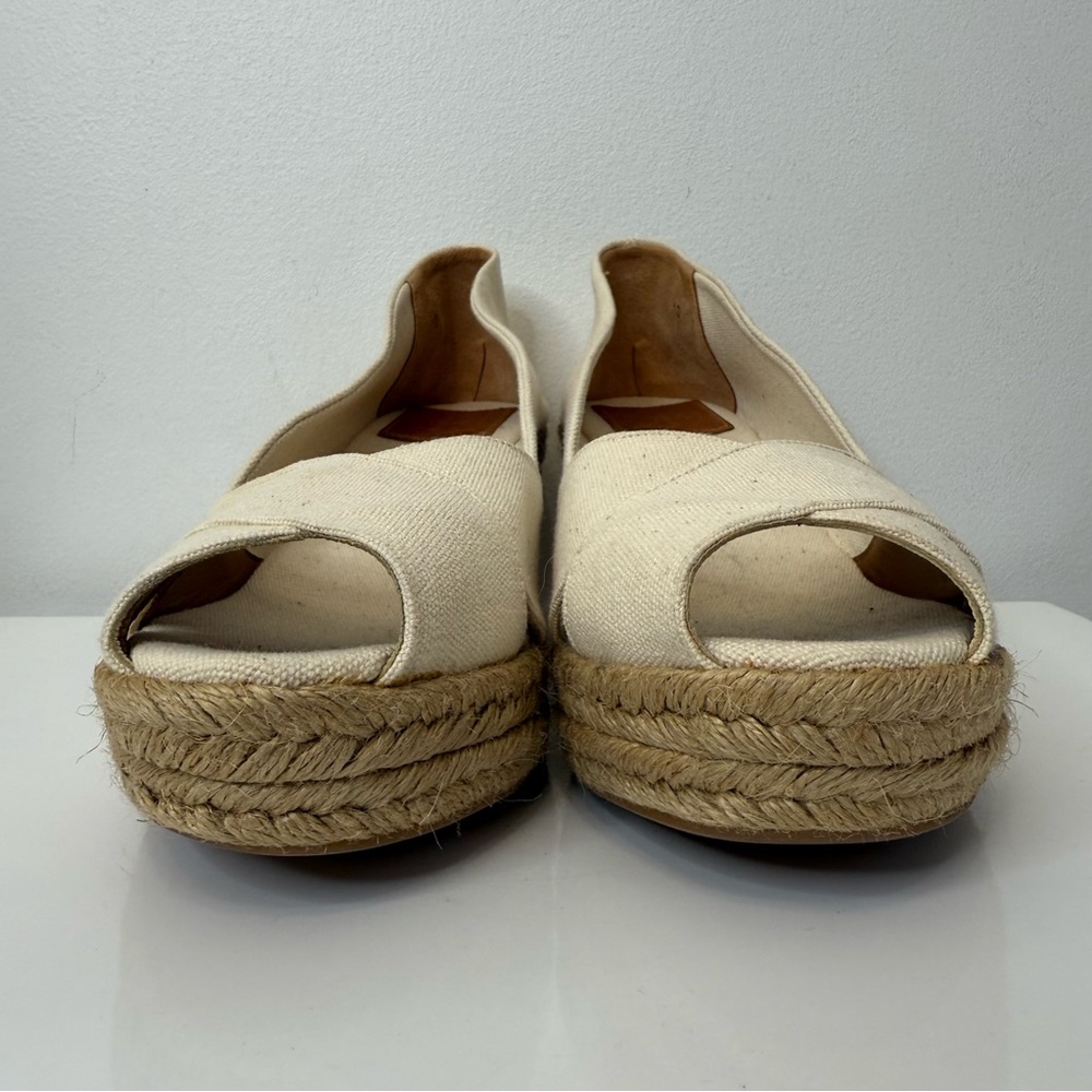 Tory Burch Filipa Canvas Criss Cross Espadrille Wedge Sandal Size 10 Cream Tan - Picture 7 of 15